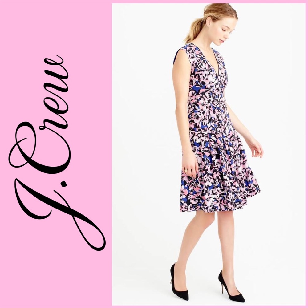 NWT J. Crew Silk Pleated Hibiscus dress, 8